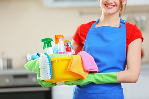 Cleaning a modern flat in E14 after building works are completed