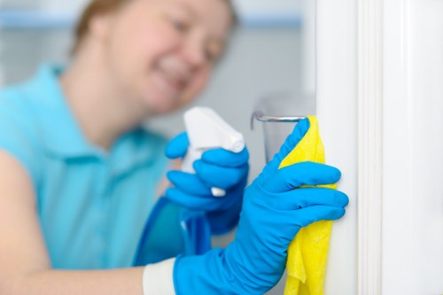 Professional upholstery cleaning service for a sofa in E14