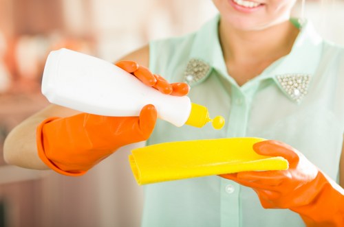Professional carpet cleaners completing a safe and careful service in E14